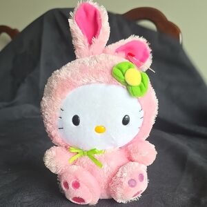 Hello Kitty Pink Bunny Plush with Green Flower